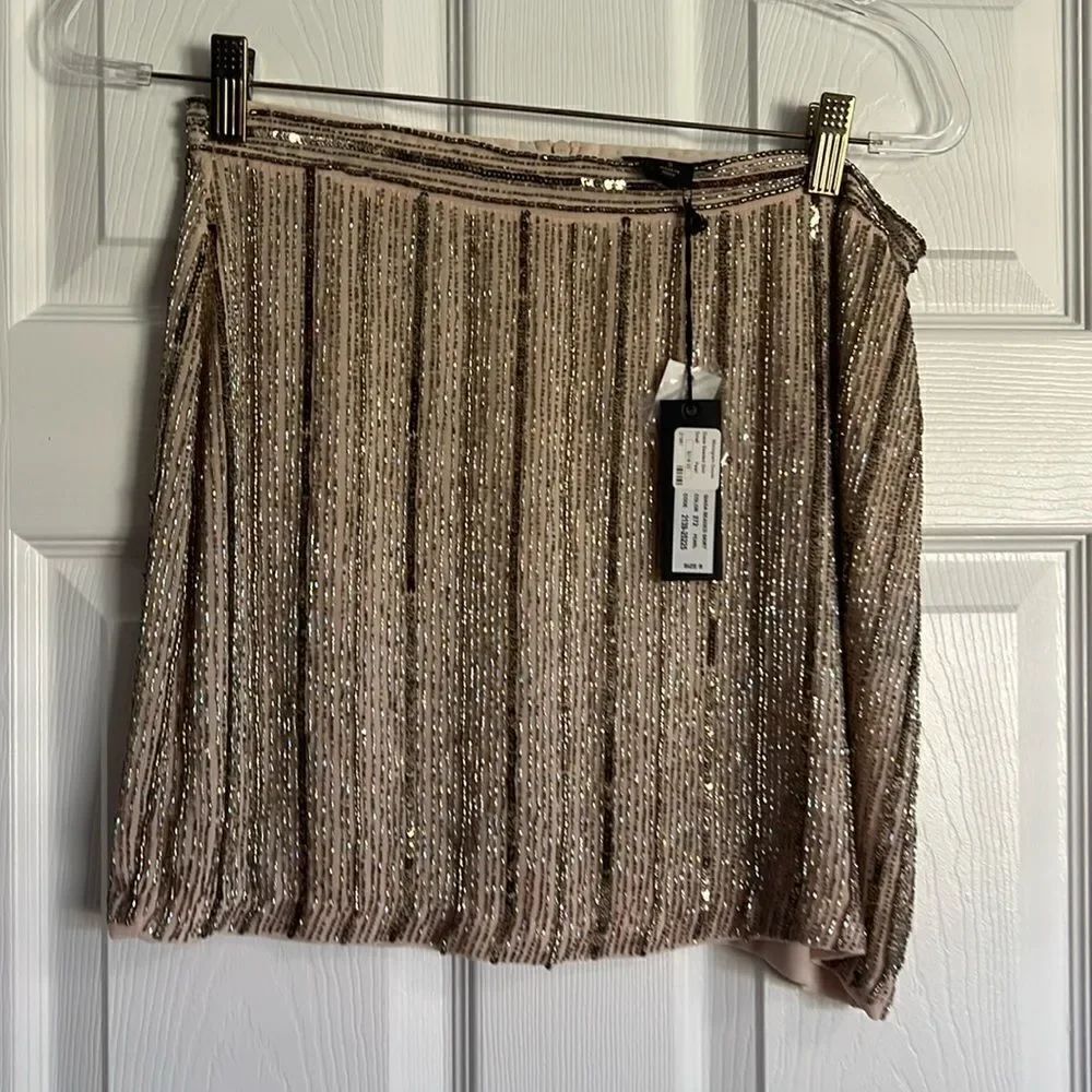 Diane Von Furstenburg Sequin Skirt - Size Small - Gold Skirt - NEW with Tags